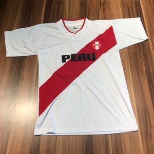 Peru Soccer Jersey Sz S with Black Rubber Letters